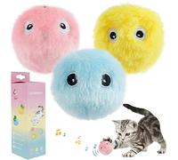 3pcs Jouet de Balle Interactif pour Chat avec Sons des Oiseaux, Grenouilles et Grillons, Rotation Automatique à 360 °,Jouet Boule Amusant pour Chat en Peluche, Stimule l'instinct de Chasse (3pcs)