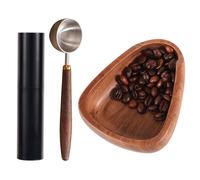 3pcs Kit d'Accessoires Espresso, Inclure Doseur Grains de Café en Bois de Noyer et Spray Antistatique et Cuillère pour Cadeau Amateurs Café