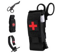 3pcs Kit de Garrot, Comprend Un Garrot Support de Garrot Molle & des Ciseaux EMT Un Garrots Médicaux de Combat Pochette Garrot Tactique Un Sac pour Les Premiers Secours en Extérieur