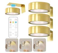 3PCS Lampe Tableau LED à Piles, Éclairage Mural Sans Fil avec Télécommande, Lumière de Peinture Murale Magnétique avec 3 Couleurs D'éclairage pour Mur, Étagère, Vitrines, Cadres [Classe Énergétique A]