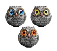 3pcs Lucky Mini Owl Guardian, The Wise Watcher of The Felt, Realist Owl Statue Ornements avec de Grands Yeux, de Petites Figurines d'animaux de Hibou pour Les Amateurs de Poker