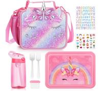 3pcs Lunch Box Enfant Set,Sac À Lunch Isolation Enfants, Bento Box Avec Compartiments Et Des Couverts, Bouteille D'eau,Sans Bpa Boîte À Repas Pour Fille/Bambin Préscolaire Et Maternelle (Licorne)