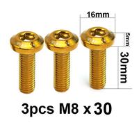 3pcs M8x30mm Gold Boulons De Disque De Frein De Moto M8, Rotor, Vis, Document De Placage, Tête À Douille Hexagonale Pour Honda Yamaha Kawasaki Suzuki ""Nipseyteko