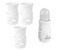 3pcs Manchons Biberons, 12x7x7cm Couvre-Biberon Silicone Bébé Blanc Qualité Supérieure pour Biberons en Verre Naturel Anti-Brûlure Anti-Chute Compatibles avec Philips AVENT