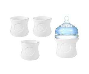 3pcs Manchons Biberons, 7x7x6,5cm Couvre-Biberon Silicone Bébé Blanc Qualité Supérieure pour Biberons en Verre Naturel Anti-Brûlure Anti-Chute Compatibles avec Philips AVENT