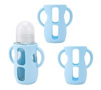 3pcs Manchons Silicone pour Biberons pour Philips Avent, Protecteur Biberon en Silicone Anti-Brûlure et Anti-Chute avec Poignée Manchon Biberon Compatible avec Philips Avent 240ml(Bleu)