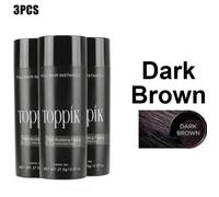 3PCS Marron Foncé - Toppik-poudre De Repousse Pour Cheveux Brun Foncé, Applicateur Kerbrian, Poudre De Renfor