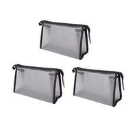 3pcs Mesh Bag avec Fermeture à glissière, Eva Triangle Design Mesh Bag cosmétique Sac en Filet translucide pour Voyage cosmétique