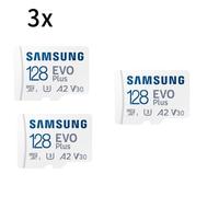 3PCS Micro SD SDXC Samsung Carte mémoire Evo Plus 128 Go SDXC U3 Classe 10 A2 130 Mo/s avec Adaptateur