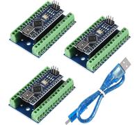 3Pcs Module Nano Soudé,Puce Nano Board Ch340,5 V 16 Mhz Pour Arduino,Avec Un Câble Micro Usb Et 3 Cartes D'Extension De Bouclier D'Adaptateur De Terminal Nano