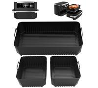 3Pcs Moule Silicone Air Fryer, Moule Air Fryer pour Ninja Foodi Flex 10,4 L AF500EU, Accessoires Air Fryer Ninja 10,4 L, Silicone Air Fryer Accessoires, Plat pour Air Fryer Ninja (5,2 L x 2 + 10,4 L)