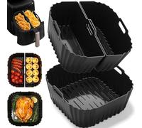 3PCS Moule Silicone Moule Silicone Air Fryer 22-25cm pour Russell Hobbs 8L/8,3L, Moulinex 7.5L, Cecotec/Cosori/Aigostar 6,5-8,5L, Réutilisable Carré Airfryer Accessoires (27170-56 27632-56)