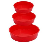 3pcs Moules de gâteau en silicone 4 '' 6 '' & 8 '' Les casseroles à gâteau rondes détruisent à libération rapide de la cuisson en silicone avec des moules résistants la chaleur pour la brosse pour