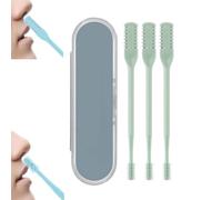 3pcs Nasal Hair Cutter,Double Sided Nose Hair Knife,360 Rotating Nose Hair Cleaner,Portable Nostril hair Remover Tools,Trimmer For Men,Women,Soft Cleaning Brush (Green 2)