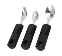 3Pcs Noir Handicap Aids Sets De Couverts Poignées Extra Larges Easy Grip Set De Couverts Poignées Souples Et Confortables Couverts Pour Handicapés, Personnes Âgées Et Arthrite De Parkinson