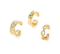 3pcs oreille manchette Wrap ensemble, non percé Hoop hypoallergénique or argenté boucles d'oreilles pour les femmes, minimaliste déclaration bijoux cadeau-golden