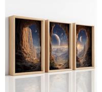 3Pcs Painting Science-Fiction Surréaliste Impression Sur Toile, Tableau Decoration Murale, Univers Planète Extraterrestre Planète Galaxie Rocher Affiche Peintures Déco Pour Chambre Salon, 40 x 50 cm