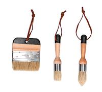 3PCS Painting Waxing Paint Brushes, Wood Furniture Paint Brush Set, Multifunctional Scrubbing and Round Brushes for Chalk Paint, Acrylics, Varnishes, with Faux and
