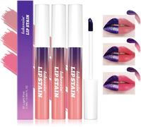 3pcs Peel Off Lip Stain Lip Tint Set,Longue Durée Peel Off Matte Lip Gloss,Matte Liquid Lipstick Nude Lip Gloss Waterproof Lip Tint Stain Non-Stick Handle Peel Off Lipstick Makeup For Women