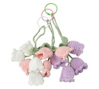 3PCS Pendentif Rétroviseur pour voiture Crocheté Main 14cm Plante | Soft Yarn, Floral Design, Compact 14cm Size, pour versatile Decor For Car Bags Office, Easy Tie-on Installation