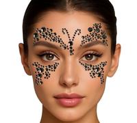 3pcs Pierres de maquillage visage papillon, bijoux pour le corps, front des yeux, cou cristal strass tatouages pour mascarade, Halloween