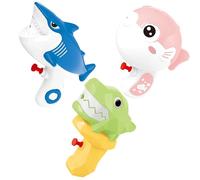 3pcs pistolets à eau pour enfants, mignon dessin animé Animal Shape Pistol à eau avec longue chaîne de tir, appuyez sur des aquatiques de type avec une prise confortable pour les cadeaux piscine d