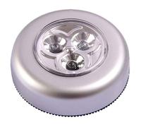 3pcs Plafonnier LED autocollant à piles - Tactile 3 LED blanches - Chambre d'enfant placard - Argent 68*25mm