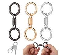 3pcs Porte-Clés à Double Anneau, Clip de Clé Détachable Nordic Retro Spring Double Ring Keychain Alliage de Zinc en Forme de Ressort Accessoires de Porte-Clés pour Diverses Clés