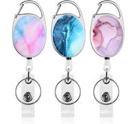 3pcs Porte-Clés Retractable, Porte Badge Enrouleur Avec Clip De Ceinture Porte-Badge Mousqueton Robuste Porte Badge Avec Cordon Rétractable Pour Carte D'identité Carte De Visite