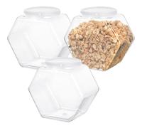 3pcs pots sucrés pour buffet de bonbons, 2150 ml de bonbons hexagone avec couvercles, distributeur sucré en plastique transparent pour collations, nourriture sèche, biscuits, décor Noël