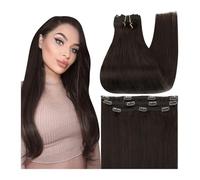 3Pcs Remy Clip in Human Hair Extensions Double Drawn Seamless Straight Real Human Hair 50 g Installation et enlèvement faciles(16inches)