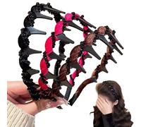 3Pcs Retro High Skull Pearl Headband, Vintage High Cranium Artificial Pearl Hairband, Serrated Anti-Slip Teeth Bridal Hair Hoops Rhinestones Hairs Accessories (#3)