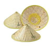 3pcs Riz Fermier Chapeau Oriental Chinois Bambou Chapeau de soleils Chapeau Fermier Cool pour Cosplay et Protection solaires (Style aléatoire), Chapeaux d'été