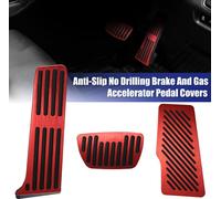 3pcs Rouge Aluminium Voiture Frein Gaz Accélérateur Repos Pédale Antidérapant