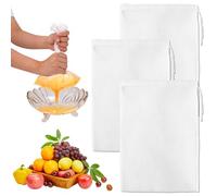 3pcs Sacs à Lait de Noix, 30 x 20cm Sacs en Nylon Réutilisables Sacs à Tamis en Maille Sacs Filtrants pour Aliments pour Filtrer le Jus le Lait de Noix le Yaourt le Café le Beurre le Tofu