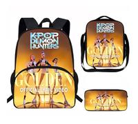 3PCS Saja boys Sac à dos Kpop Sacs d'école K-pop Demon Hunters Sac à dos avec imprimés de personnages de films d'animation imperméable et portable pour garçons, filles et fans A02