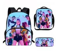 3PCS Saja boys Sac à dos Kpop Sacs d'école K-pop Demon Hunters Sac à dos avec imprimés de personnages de films d'animation imperméable et portable pour garçons, filles et fans A01