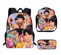 3PCS Saja boys Sac à dos Kpop Sacs d'école K-pop Demon Hunters Sac à dos avec imprimés de personnages de films d'animation imperméable et portable pour garçons, filles et fans A09
