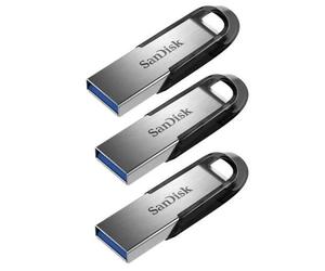 3pcs SanDisk Ultra Flair 128 Go Clé USB 3.0 dotée d'un corps épuré en métal 150 Mo/s - Noire