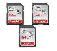 3PCS SanDisk Ultra SDXC UHS-I U1 64 Go 140 Mo/s Full HD vidéo Carte SDXC appareil photo caméra