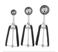 3pcs Scoop Ice Cream Bookies Scoop Set en acier inoxydable Crème glacée Spoon Watermelon Digger (Noir)