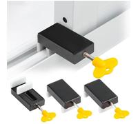 3PCS Serrures Fenêtres Coulissantes avec Clé,Verrou Baie Vitrée Coulissante de Sécurité Réglables en Aluminium,Bloque Cadre Porte