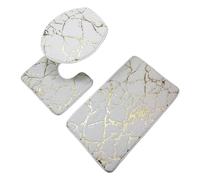 3Pcs/Set Bath Mats Toilet Carpet Polyester Toilet Lid Cover Bathroom Rug Bathroom Products pour Salle de Bain, Baignoire et Toilettes(White)