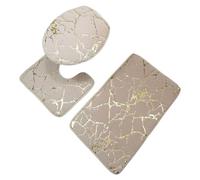 3Pcs/Set Bath Mats Toilet Carpet Polyester Toilet Lid Cover Bathroom Rug Bathroom Products pour Salle de Bain, Baignoire et Toilettes(Beige)