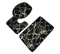 3Pcs/Set Bath Mats Toilet Carpet Polyester Toilet Lid Cover Bathroom Rug Bathroom Products pour Salle de Bain, Baignoire et Toilettes(Black)