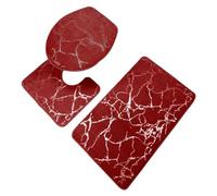 3Pcs/Set Bath Mats Toilet Carpet Polyester Toilet Lid Cover Bathroom Rug Bathroom Products pour Salle de Bain, Baignoire et Toilettes(Red 2)