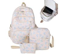 3PCS / Set Bow Sac à Dos pour Les Filles en Nylon esthétique Mignon Back to School Backpacks avec boîte à Crayon Lunch pour Retour l'école, Voyager