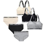 3Pcs/set Filles Bretelles Fines Bretelles Lettres Soutien-gorge de Sport Coton Soutien-gorge Sans Couture + Slip en Coton Extensible et Respirant Sous-vêtements Pour Adolescentes Filles 8-16 Ans