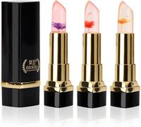 3pcs/Set Flower Jelly Rouge À Lèvres Set,Rouge À Lèvres Magique Changeant De Couleur Jelly Lipstick Fleurs Transparent Baume À Lèvres,Hydratant Longue Durée Imperméable Baume À Lèvres