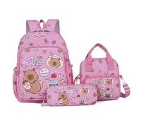 3pcs / set sac à dos capybara pour enfants mignon kawaii sac à dos ensemble avec lunch et boîtier de crayon drôle